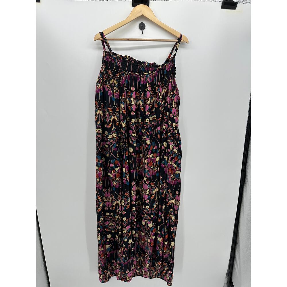 Anthropologie Women Quilted Dark Floral Boho Maxi Dress Size 2X Boho Long Summer - Picture 2 of 9